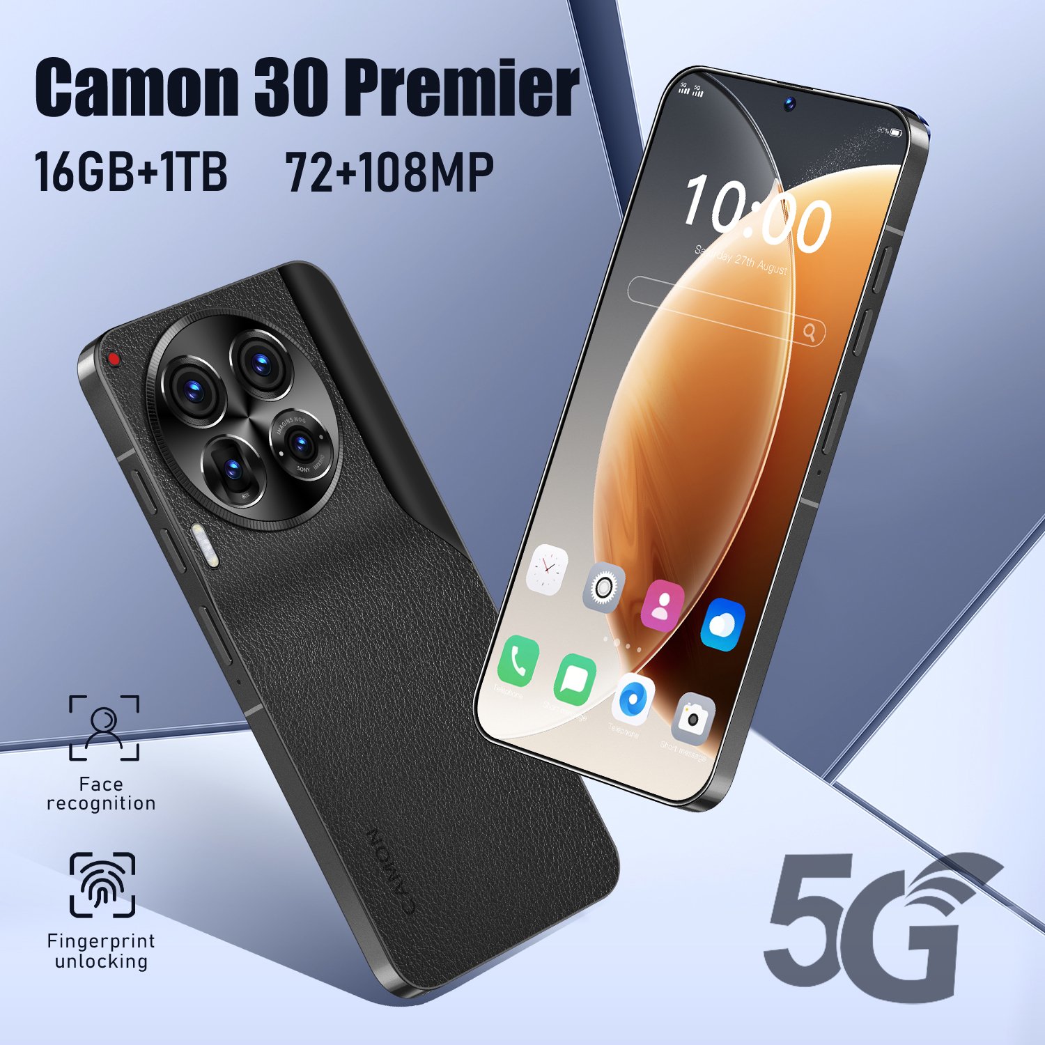 Camon 30 Premier 7.38 Inch Unlocked Smartphone Android 3G 5g 7.38" Cellphone with Real 16G+1TB ROM All Languages in Retail Boxes